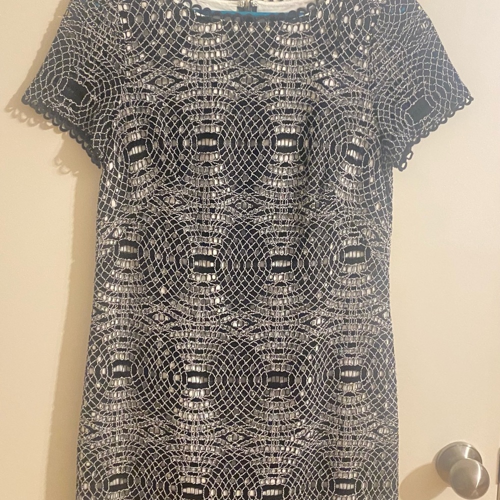 Adrianna Papell Black and White Dress lace & lined